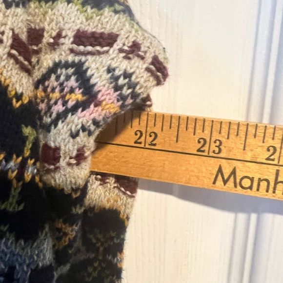 Nordic Fair Isle Smock Neck Sweater Large 100% Cotton - Picture 4 of 9
